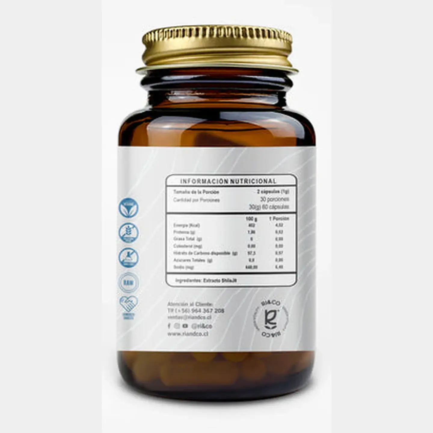 Shilajit 500mg 60 Cápsulas Vegetales - RI&CO 2