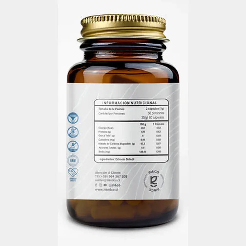 Shilajit 500mg 60 Cápsulas Vegetales - RI&CO 2