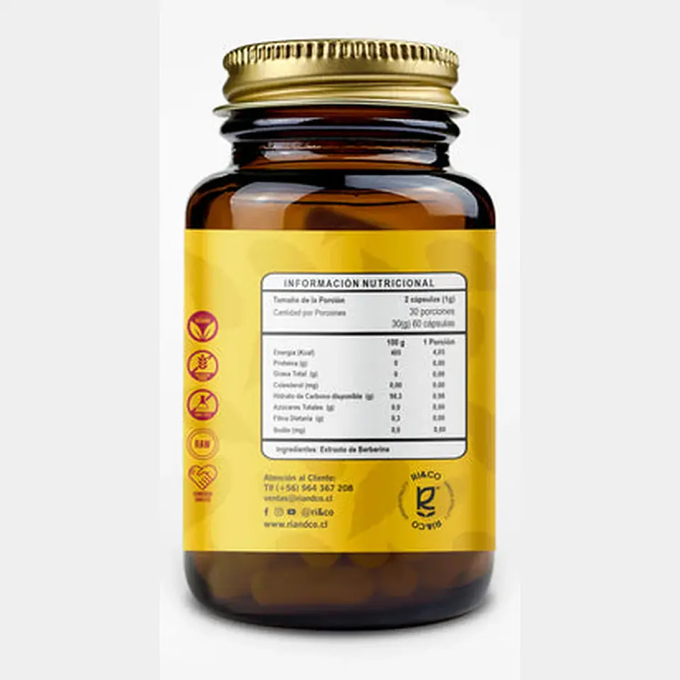 Berberina 500mg 60 Cápsulas Vegetales - RI&CO 2