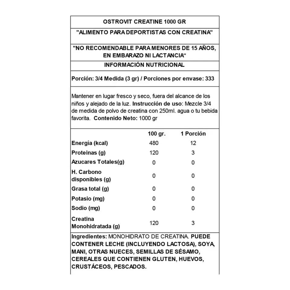  Creatina Monohidratada Ostrovit 1000 Grs 3