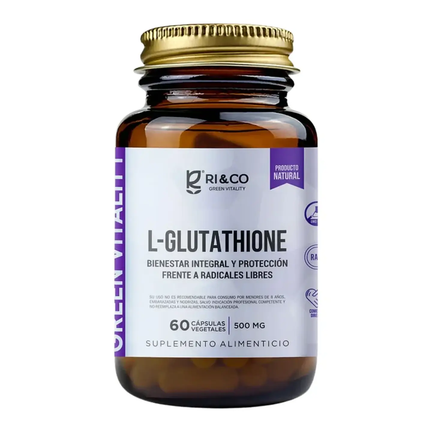 L-Glutathione, 500 mg, 60 Cápsulas Ri&Co 1