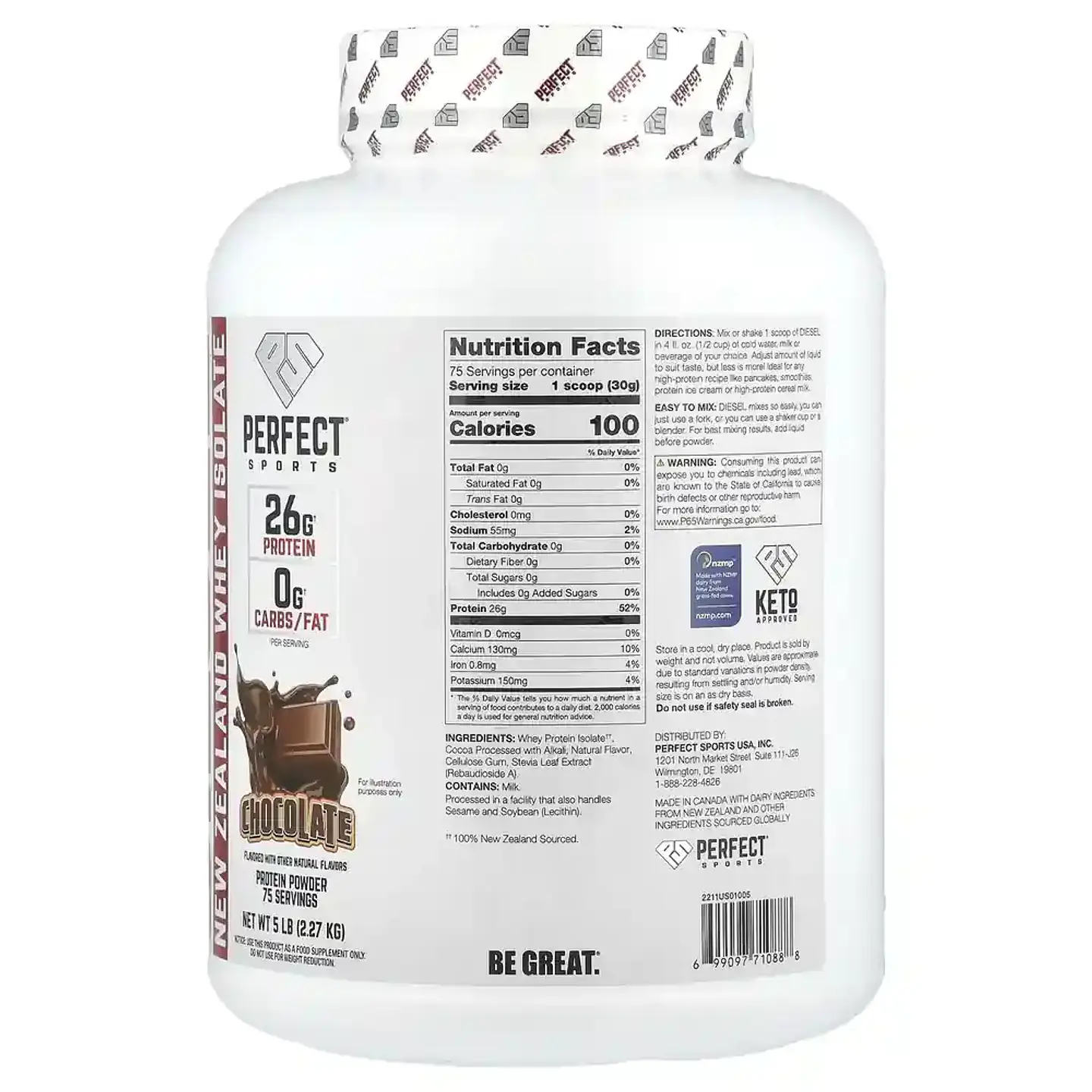 Perfect Sports Diesel New Zealand Whey Isolate 5LB 8