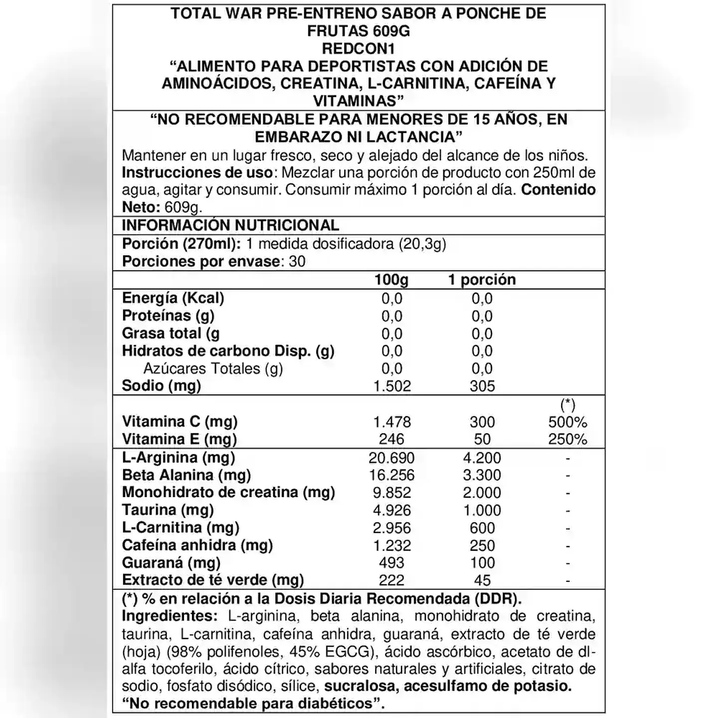 Total War Pre-Workout 600gr - Redcon1 3