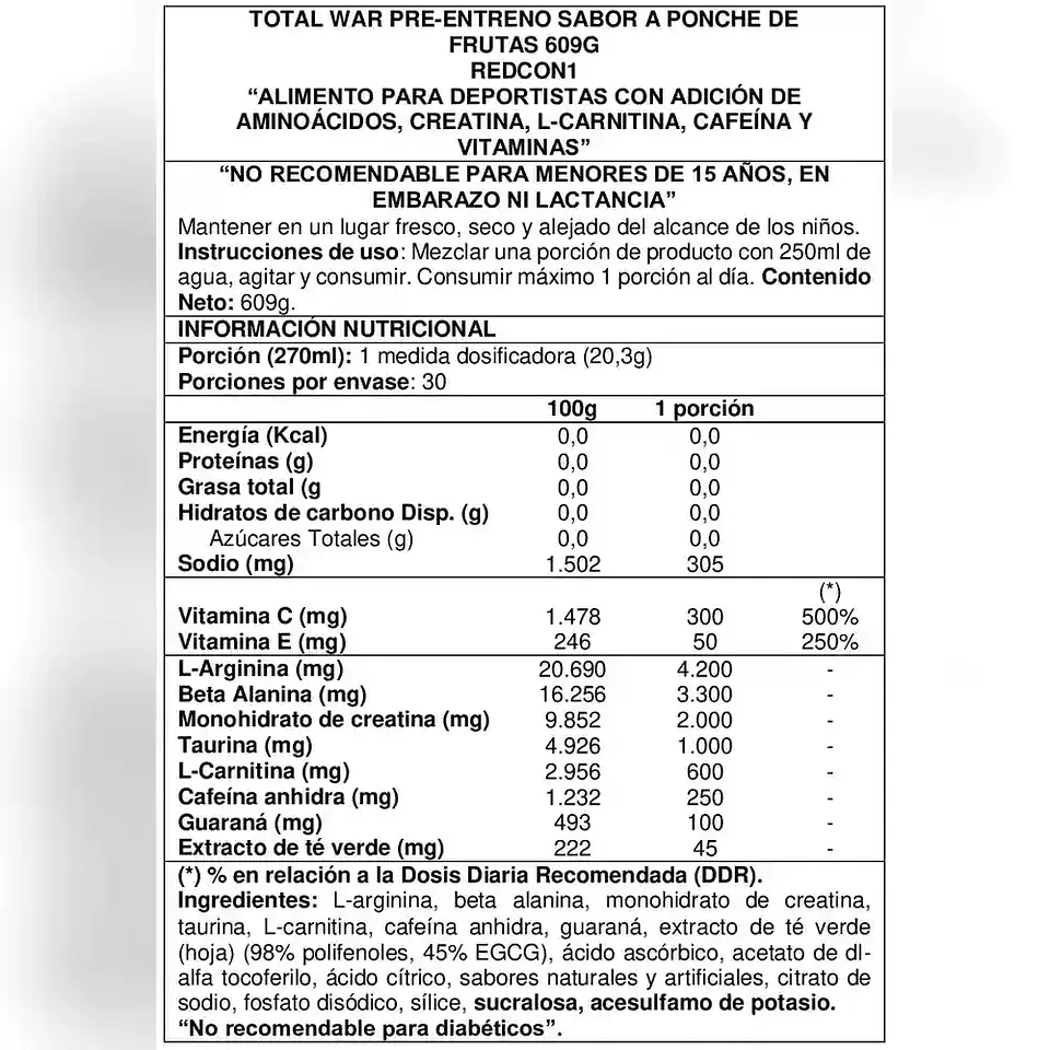Total War Pre-Workout 600gr - Redcon1 3