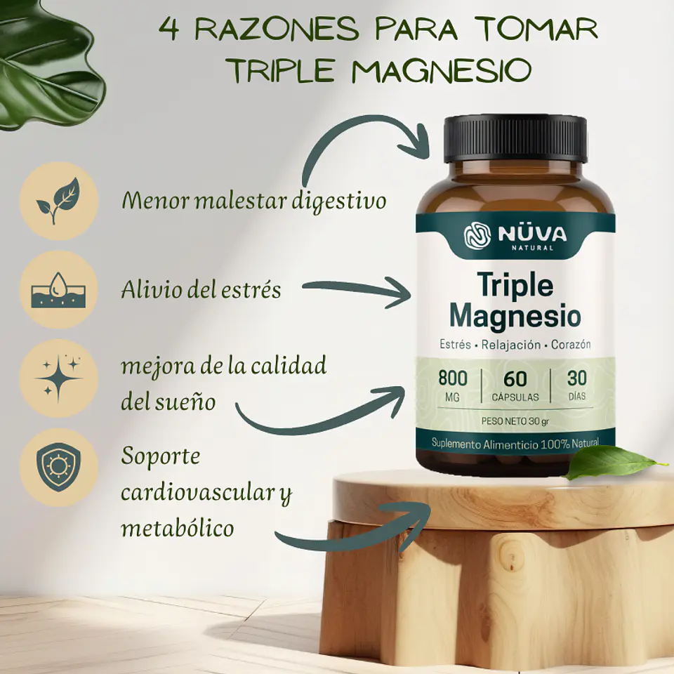 Triple Magnesio 800mg 60 Capsulas 2