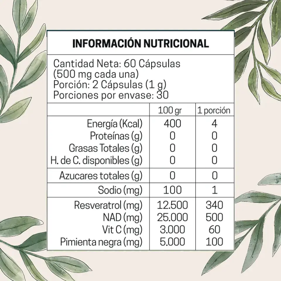 Resveratrol NAD + 1000mg 60 Cap 3
