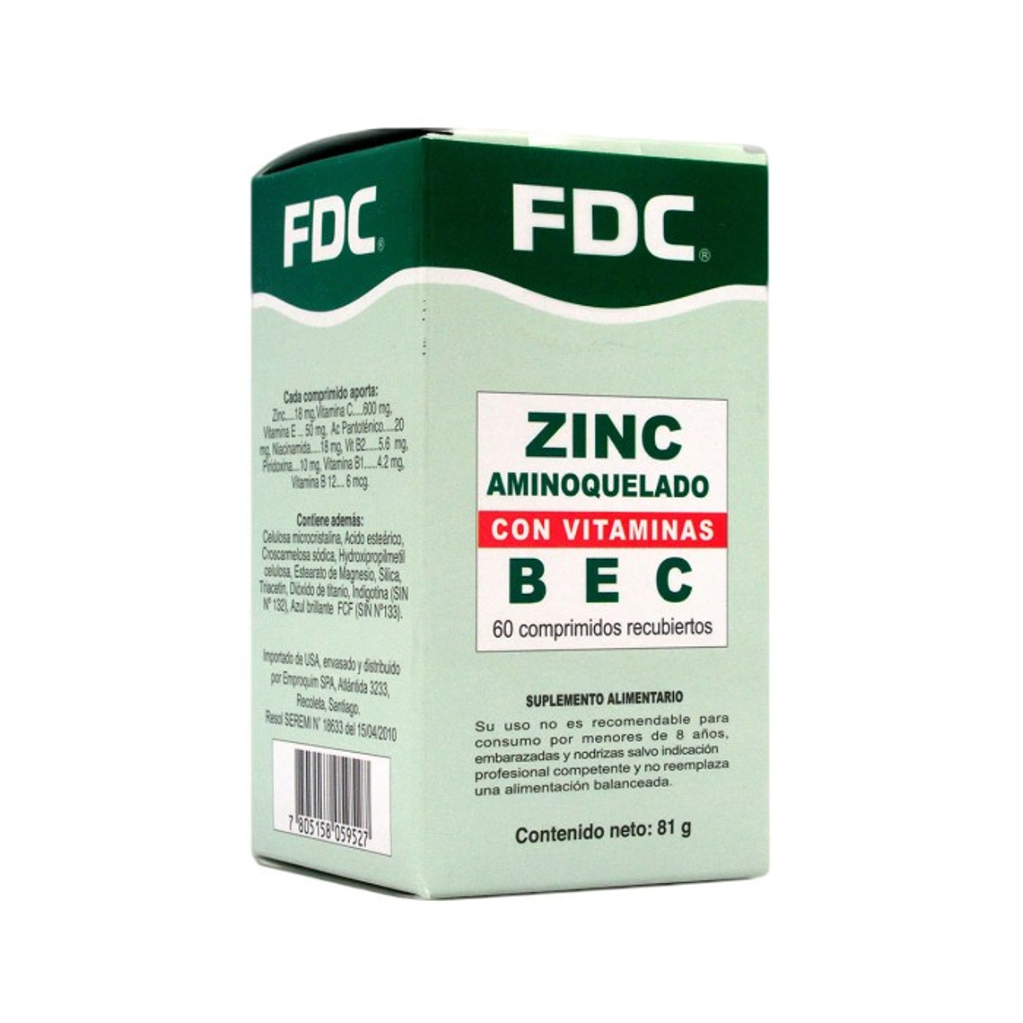 Zinc Aminoquelado + Vitamina B, E y C - 60 Comprimidos 1