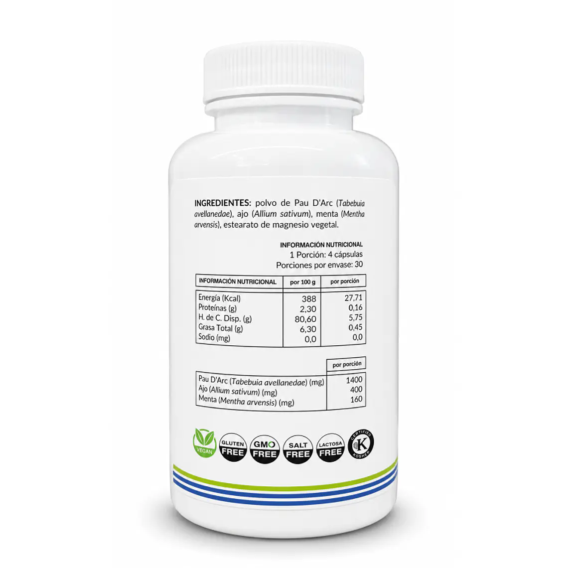 Candistop - Palo de arco (PDA) + alicina + menta 120 CAPSULAS 2
