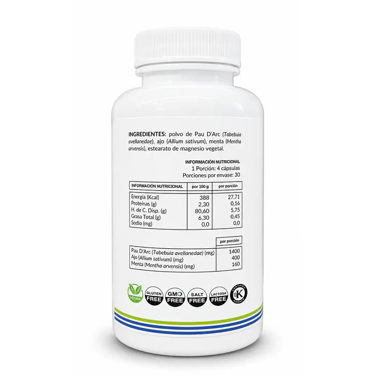 Candistop - Palo de arco (PDA) + alicina + menta 120 CAPSULAS 2