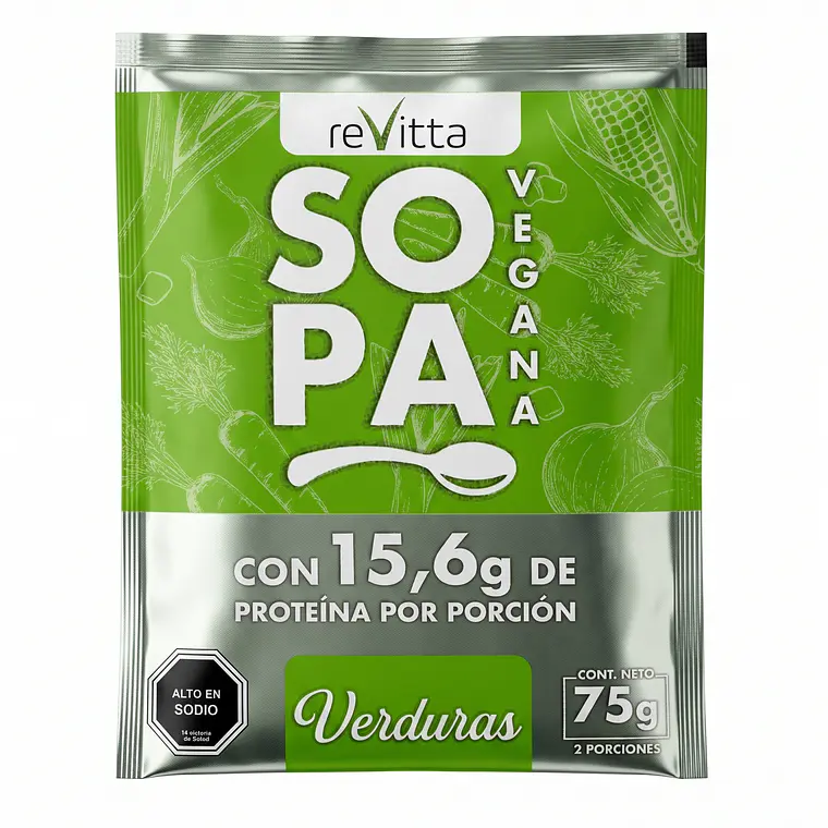 Sopa Proteica Verduras Vegana Revitta Wellness con Proteína 75 grs 1