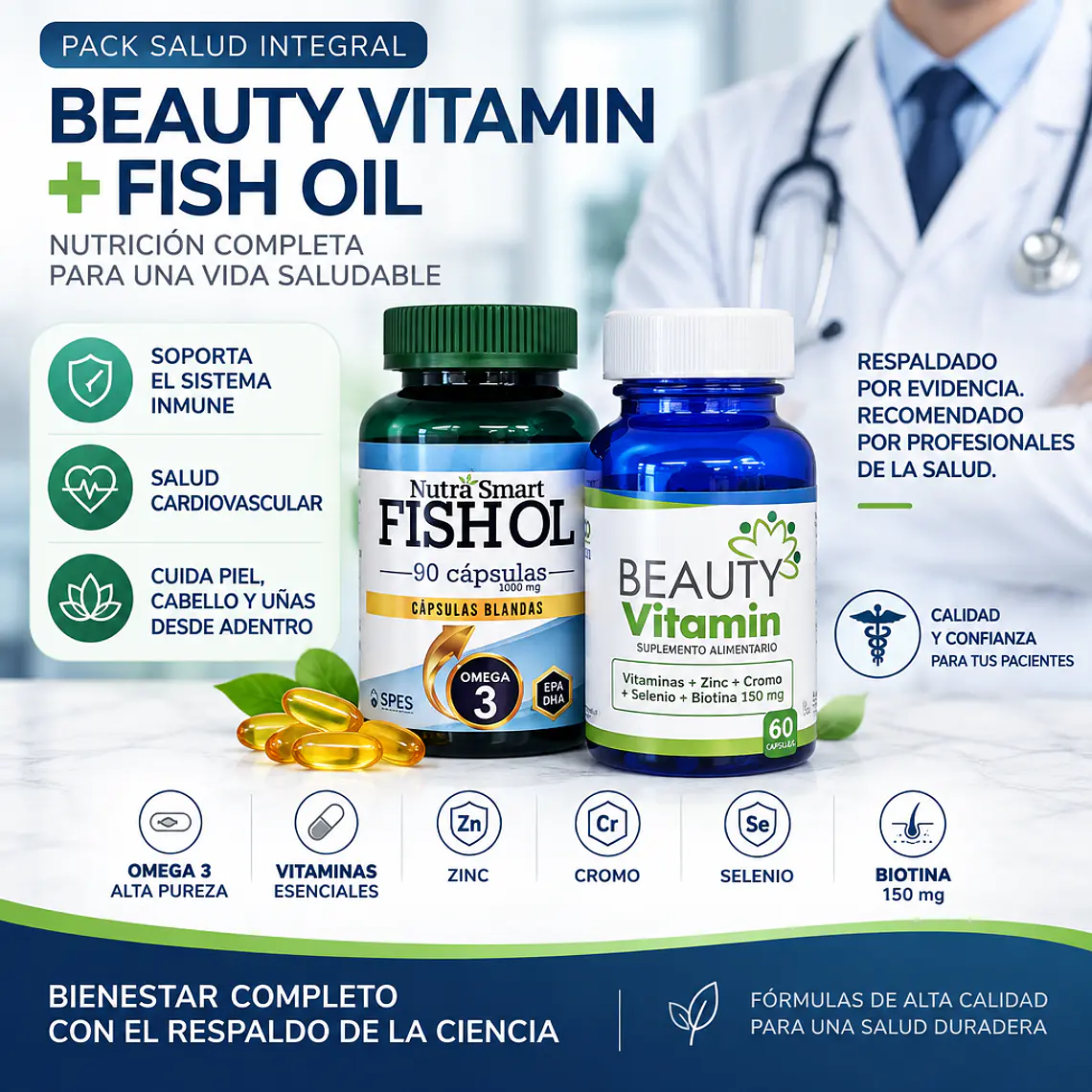 Pack Beauty Vitamin + Fish Oil Capsulas 1