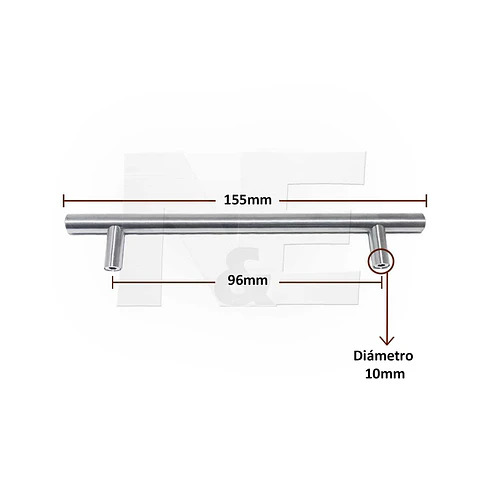 TIRADOR CANELO 96MM ACERO INOX.