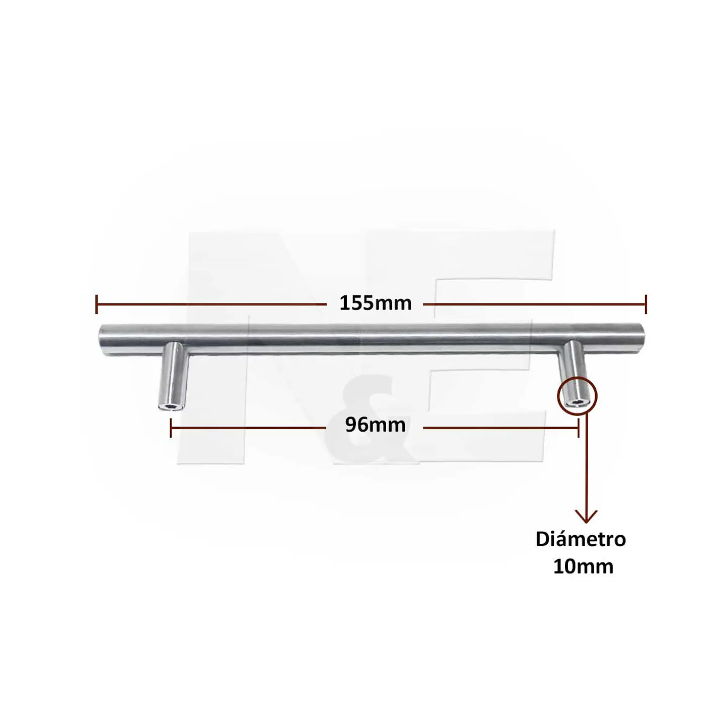 TIRADOR CANELO 96MM ACERO INOX. 2