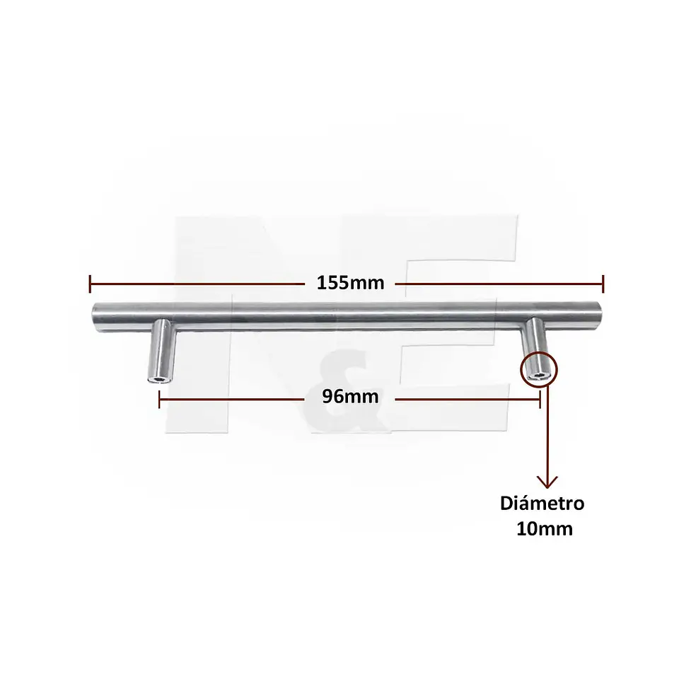 TIRADOR CANELO 96MM ACERO INOX. 2