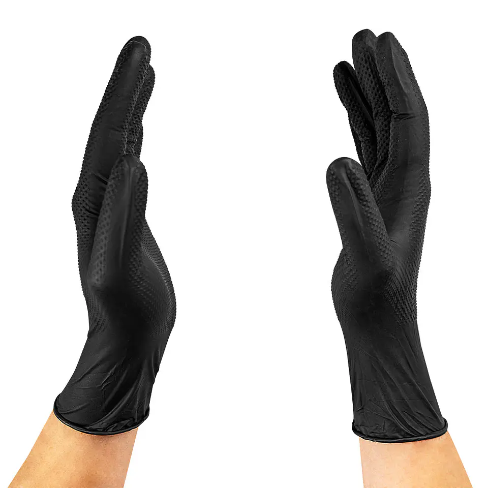 Guantes Raven Nitrilo Texturizado Negro 8 g - Caja 100 4