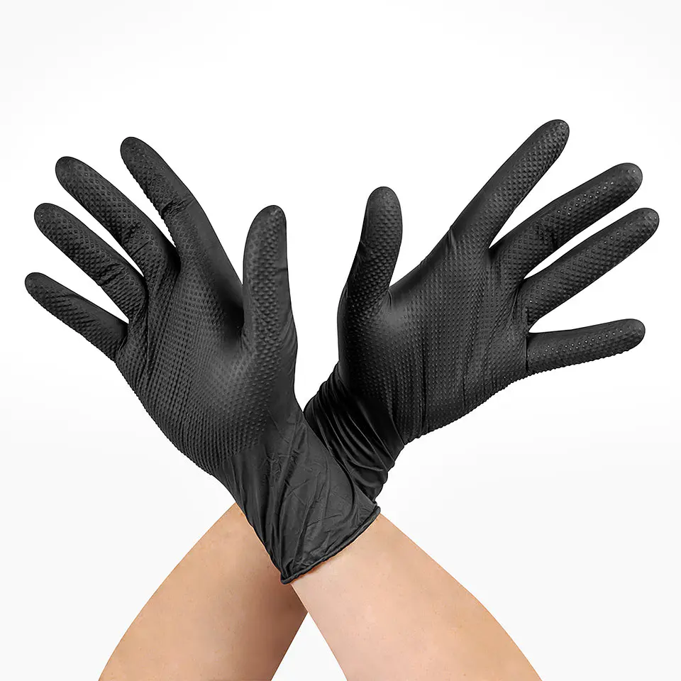 Guantes Raven Nitrilo Texturizado Negro 8 g - Caja 100 5