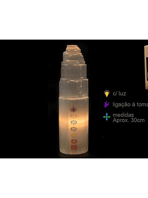 Cad. Selenita 7 Chakras s/ Base Aprox.30 cm