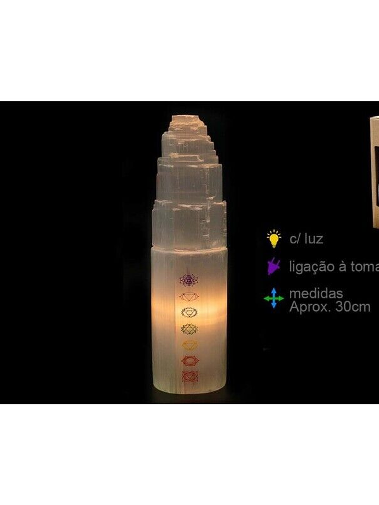 Cad. Selenita 7 Chakras s/ Base Aprox.30 cm 1