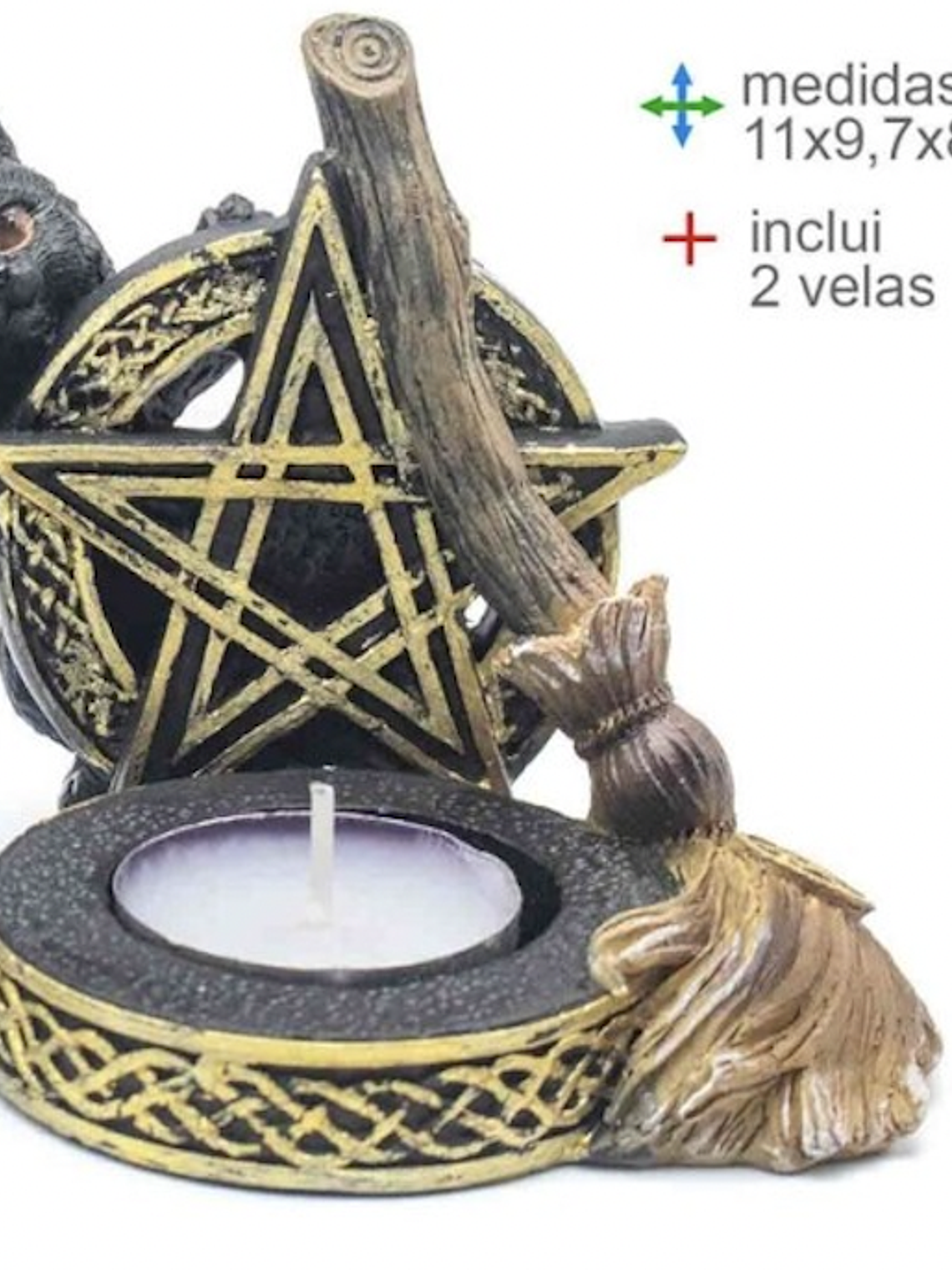 Porta Velas Gato Resina A 11x9,7x8,3cm 1