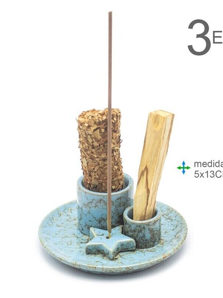 Queimador Cerâmica Azul 3 em 1 - 5x13cm 1