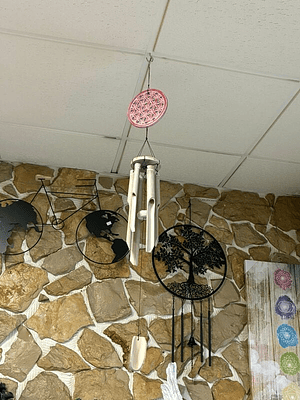 Espanta Espíritos Bambu C/ Flor da Vida 105 Cm