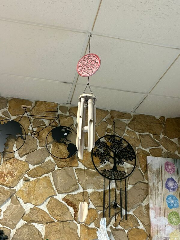 Espanta Espíritos Bambu C/ Flor da Vida 105 Cm 1