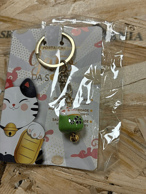 Porta Chaves Gato da Sorte Verde