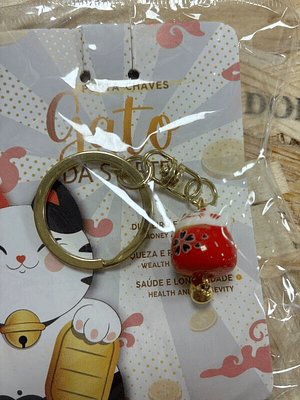 Porta Chaves Gato da Sorte Vermelho