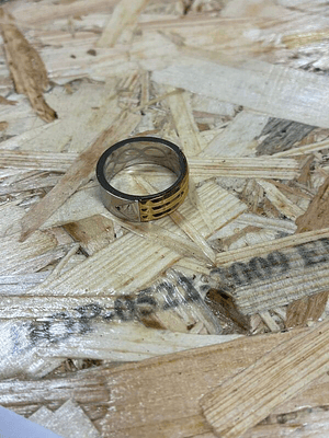 Anel de Atlante Aço Prateado e Dourado (Size 21)