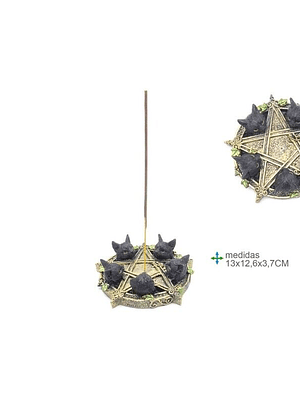 Porta Incenso Gato Wicca 13x12,6x3,7cm