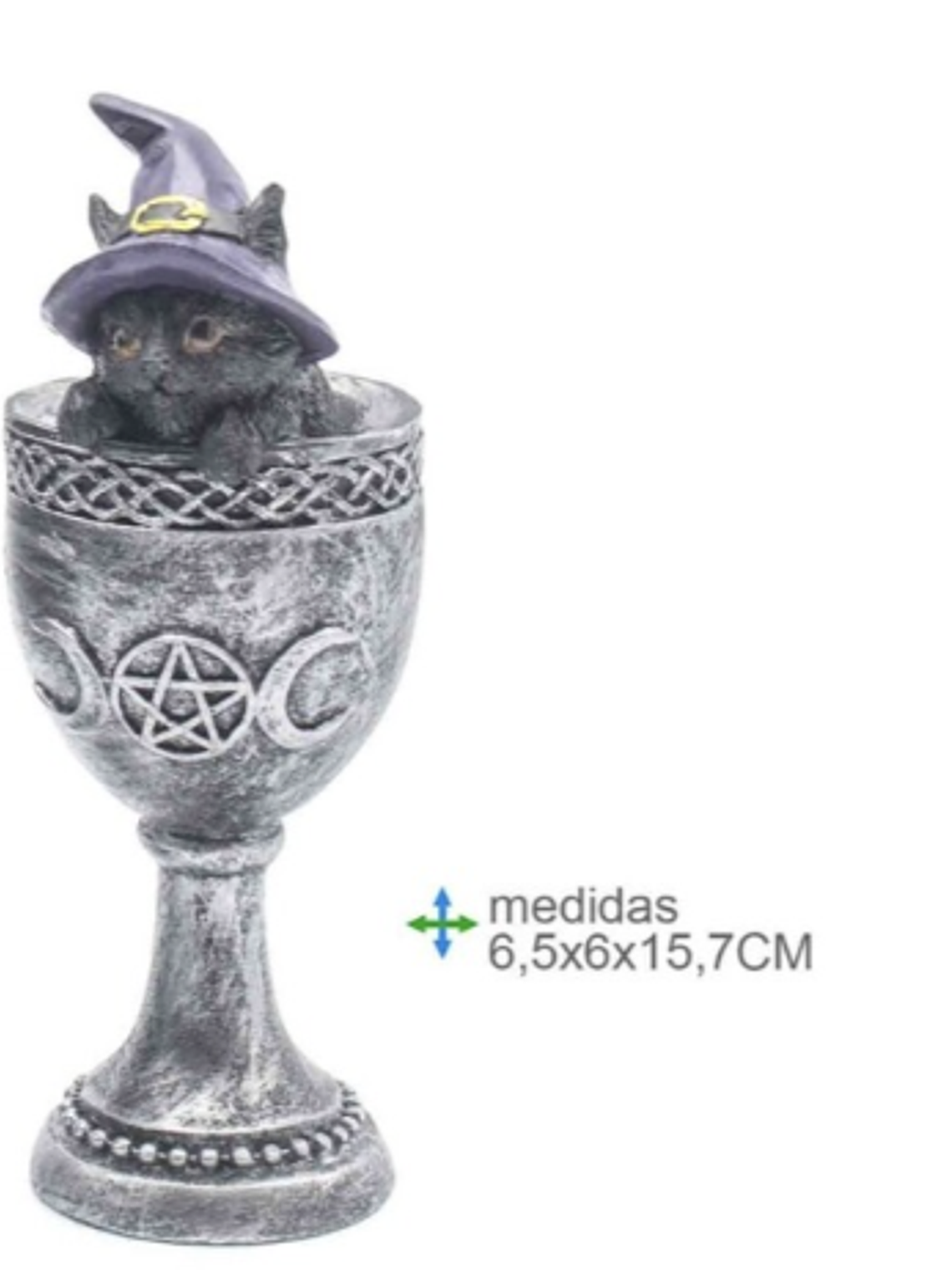 Gato Wicca Resina 6,5x6x15,7cm 1