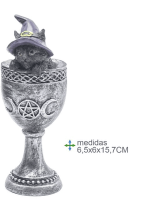 Gato Wicca Resina 6,5x6x15,7cm