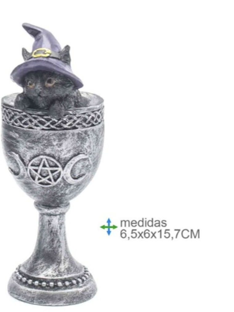 Gato Wicca Resina 6,5x6x15,7cm 1