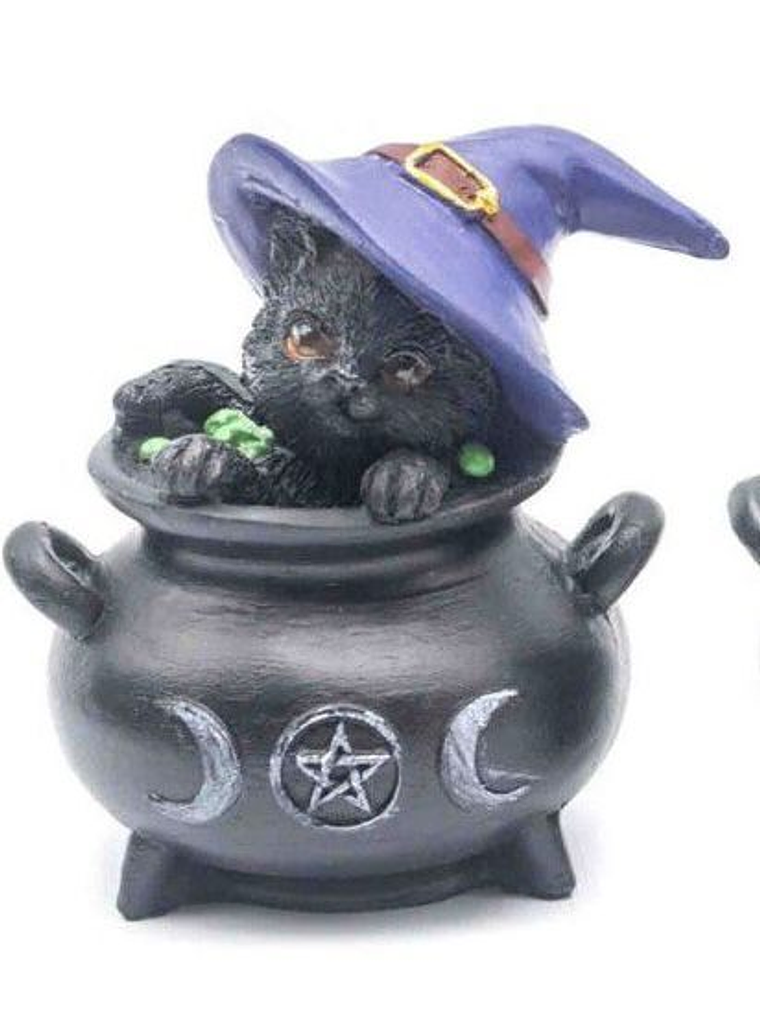 Gato Wicca Resina 7,7x6,5x8cm 1
