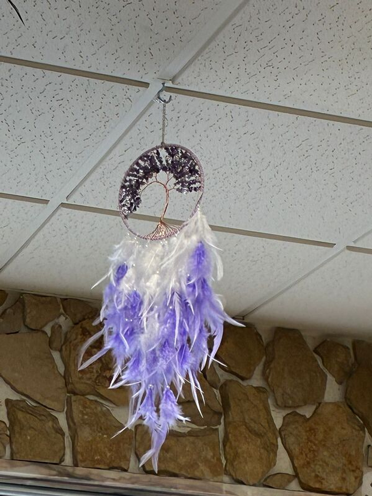 Caçador de Sonhos Árvore da Vida Ametista e Cobre 55 Cm 1