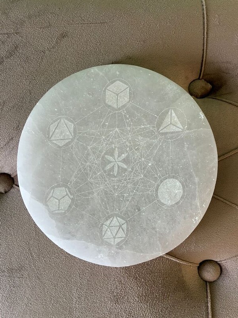 Base Selenita Redondo Metraton com elementos aprox. 17cm 1