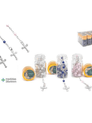 Terço Rosa/ Azul/ Branco