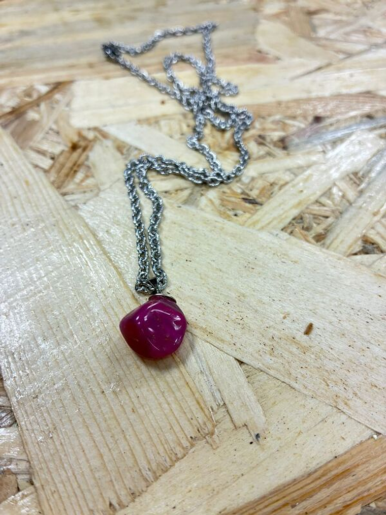 Fio de Aço com Pendente Ãgata Rosa 1