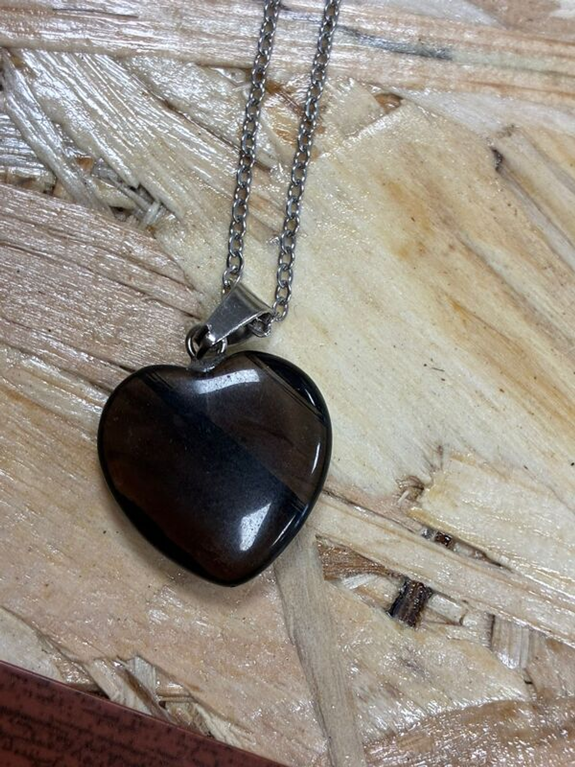 Fio de Aço com Pendente CoraÃ§Ã£o Quartzo FumÃ© 1