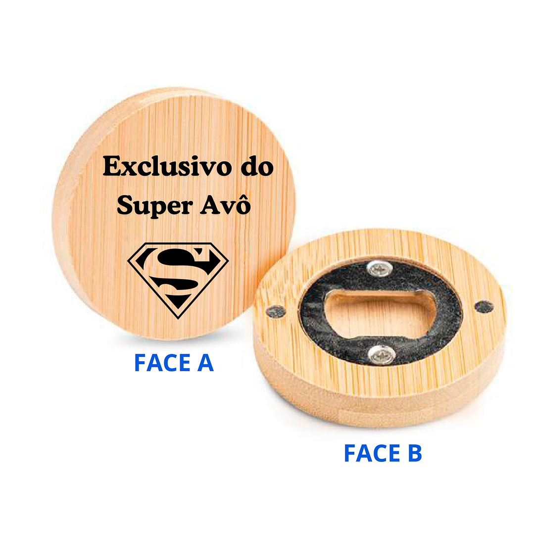 Abre garrafas em bambu com iman! (personalizado a Laser Super Avô) 1