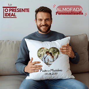 Almofada Personalizada para Casal (Foto, Nome e data)