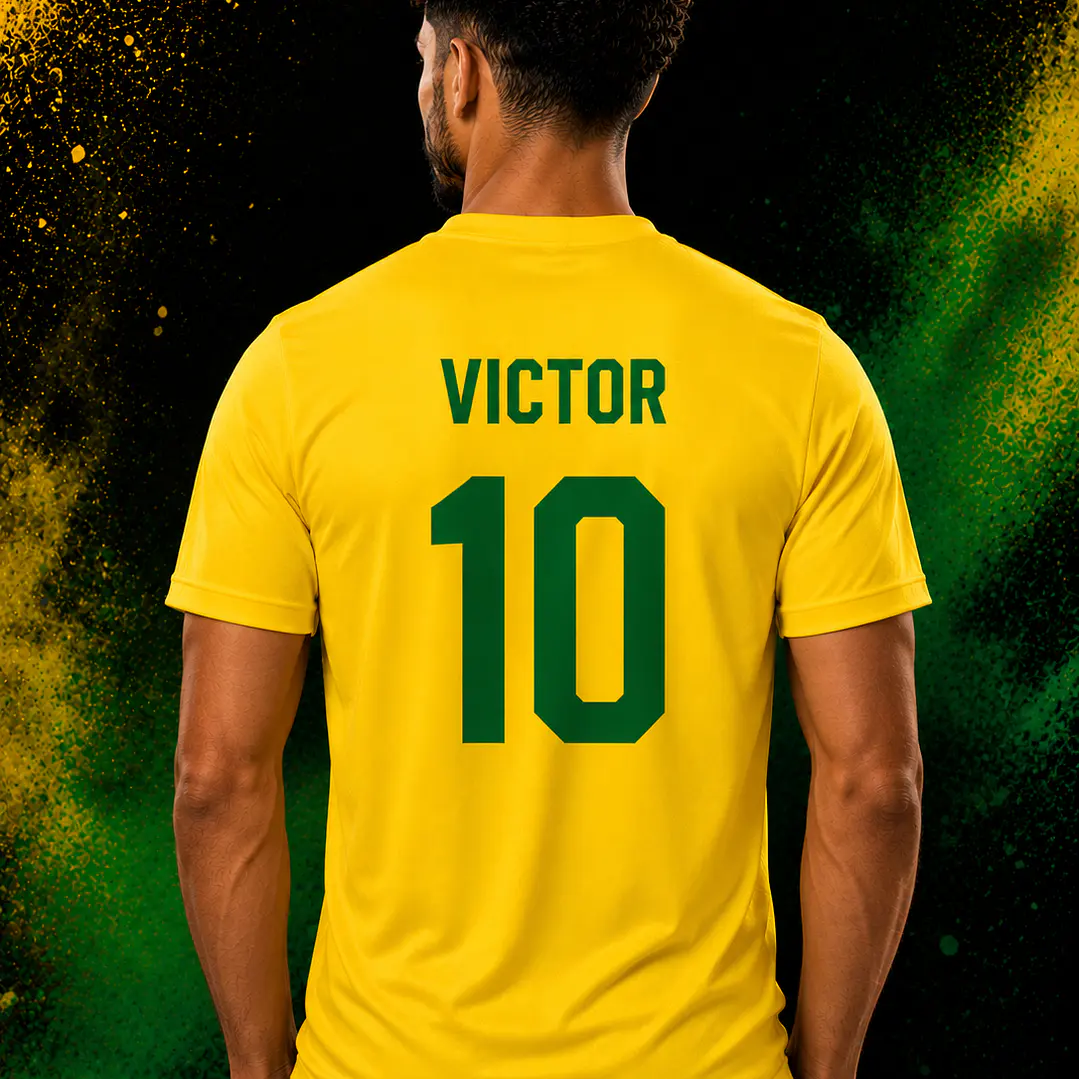 T-Shirt Brasil Personalizável com Nome e Número – Mundial 2026 3