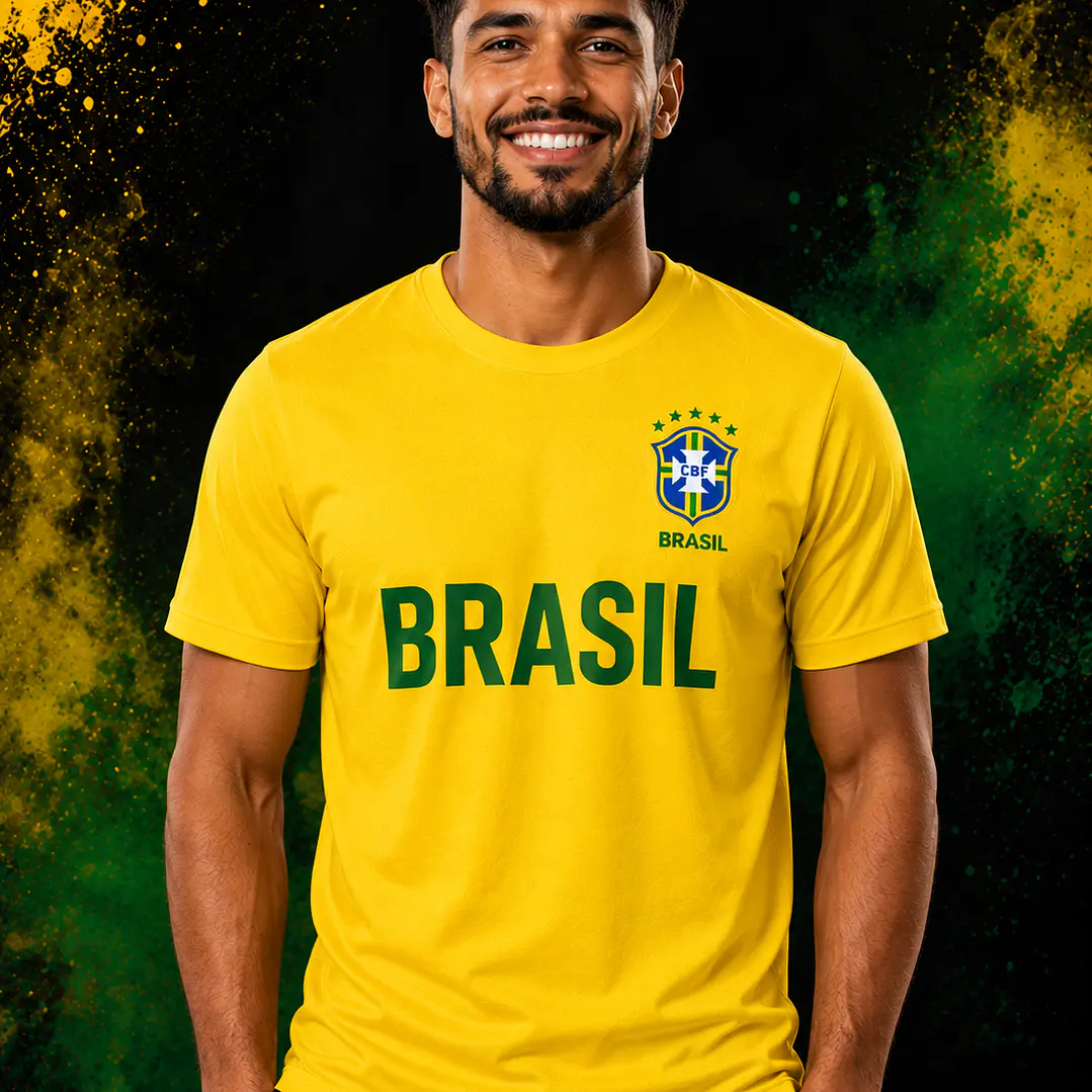 T-Shirt Brasil Personalizável com Nome e Número – Mundial 2026 2