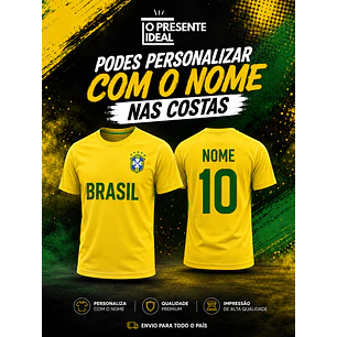 T-Shirt Brasil Personalizável com Nome e Número – Mundial 2026