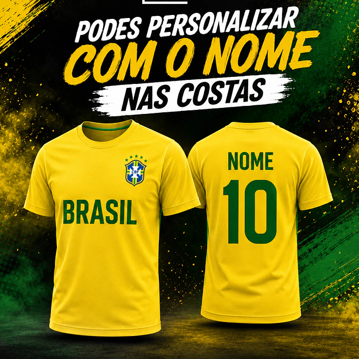 T-Shirt Brasil Personalizável com Nome e Número – Mundial 2026 1
