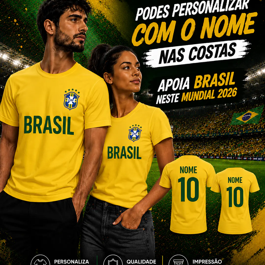 T-Shirt Brasil Personalizável com Nome e Número – Mundial 2026 4