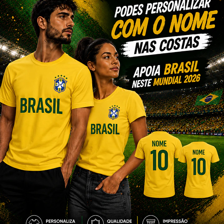 T-Shirt Brasil Personalizável com Nome e Número – Mundial 2026 4