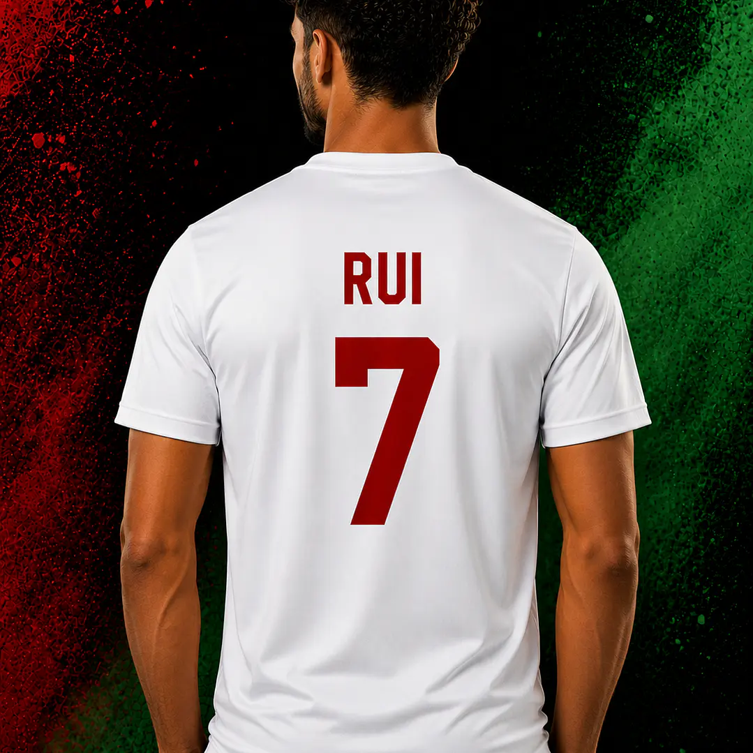 T-Shirt Portugal Personalizável com Nome e Número 3