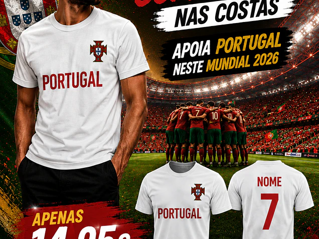 T-shirt Portugal Mundial 2026 Personalizável com Nome e Número – Mostra o Teu Apoio à Seleção Nacional