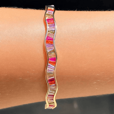 Bracelete Inspiração Ondas em Zircônias Navetes Colors